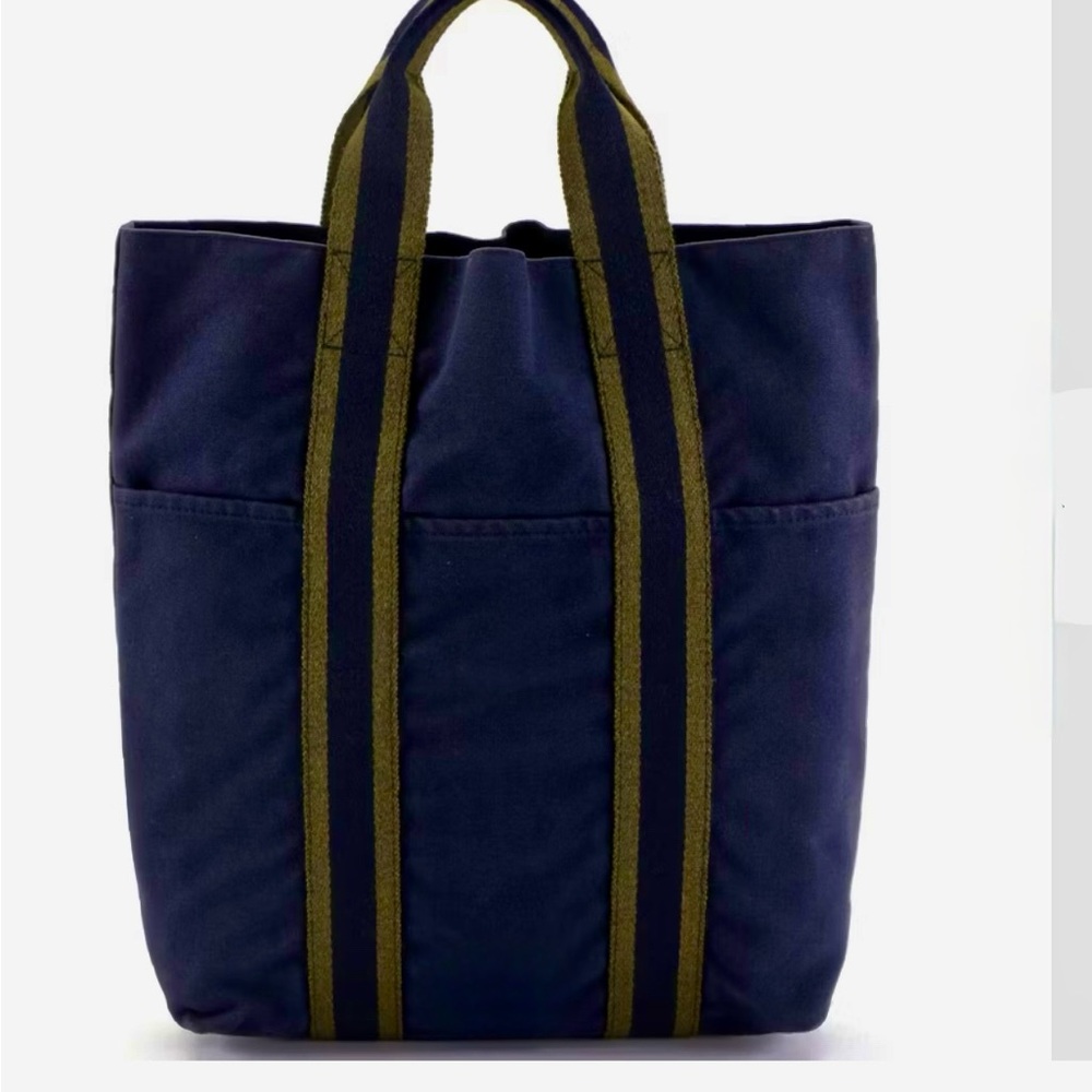 Hermès Vertical Fourre Tout in Navy Cotton Canvas Twill
